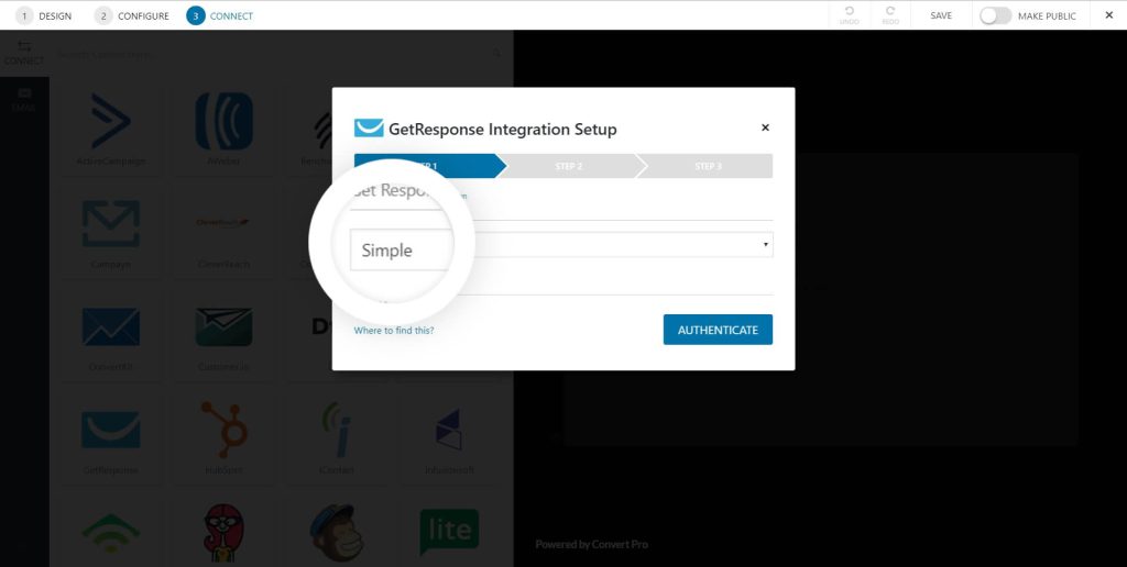 How to Integrate Convert Pro with GetResponse? GetResponse Select Integration Setup