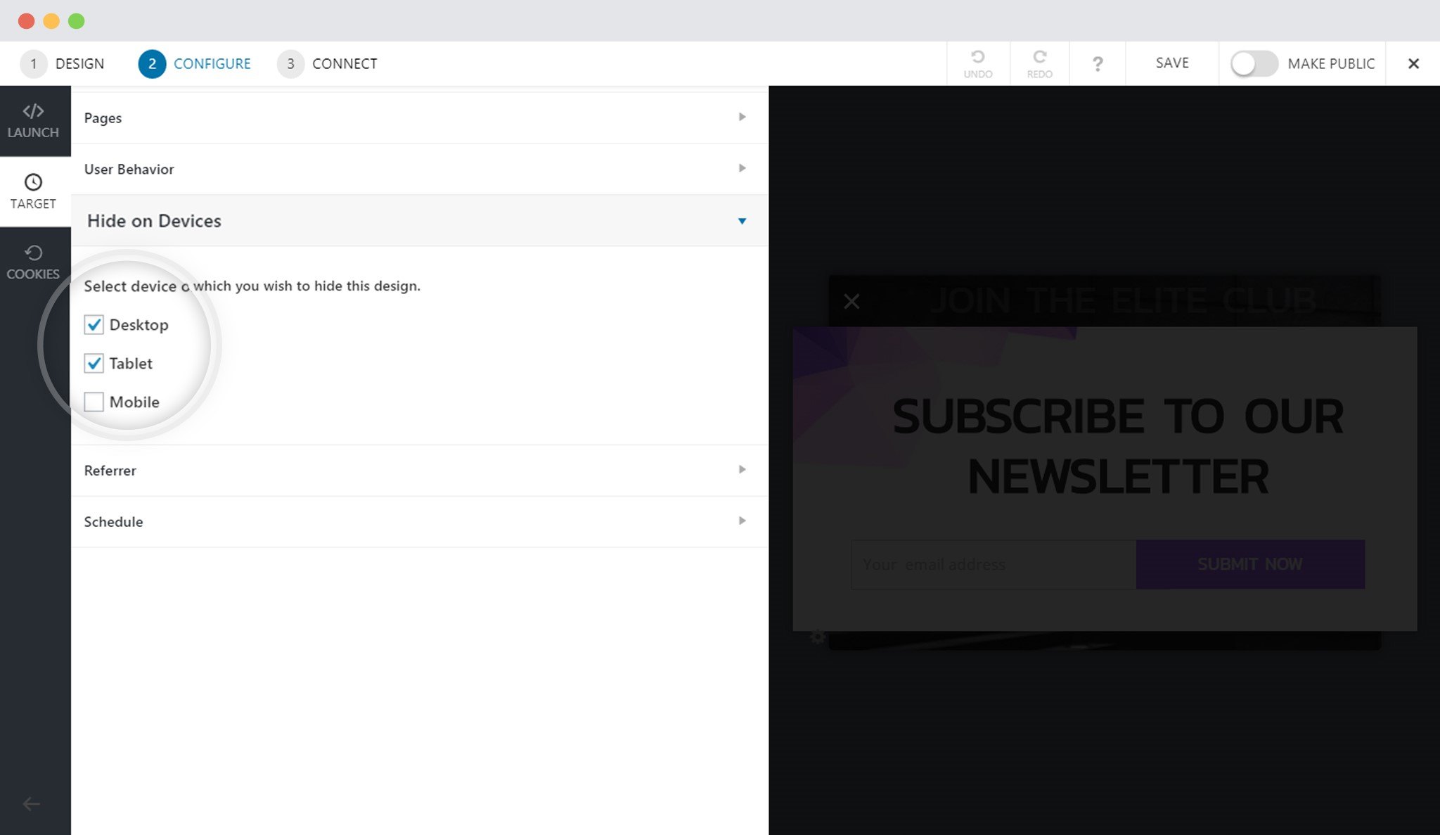 How to Target Users based on the Device they use? Hide Call To Action On Desktop And Tablet Mobile Specific