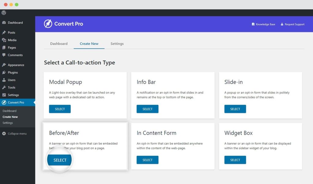 Select Before After Post Call To Action