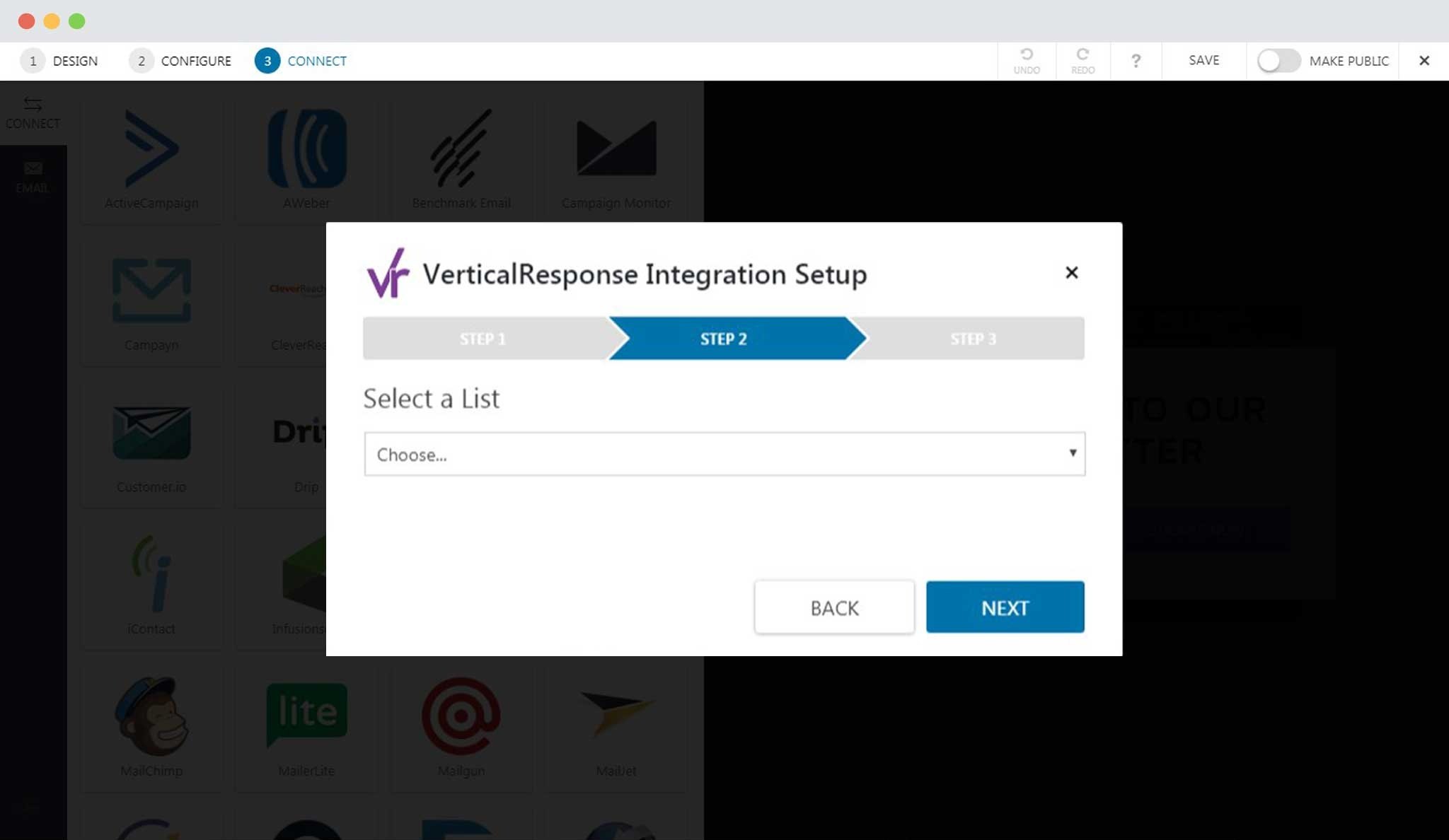 How to Integrate Convert Pro with VerticalResponse? Select A List From VerticalResponse