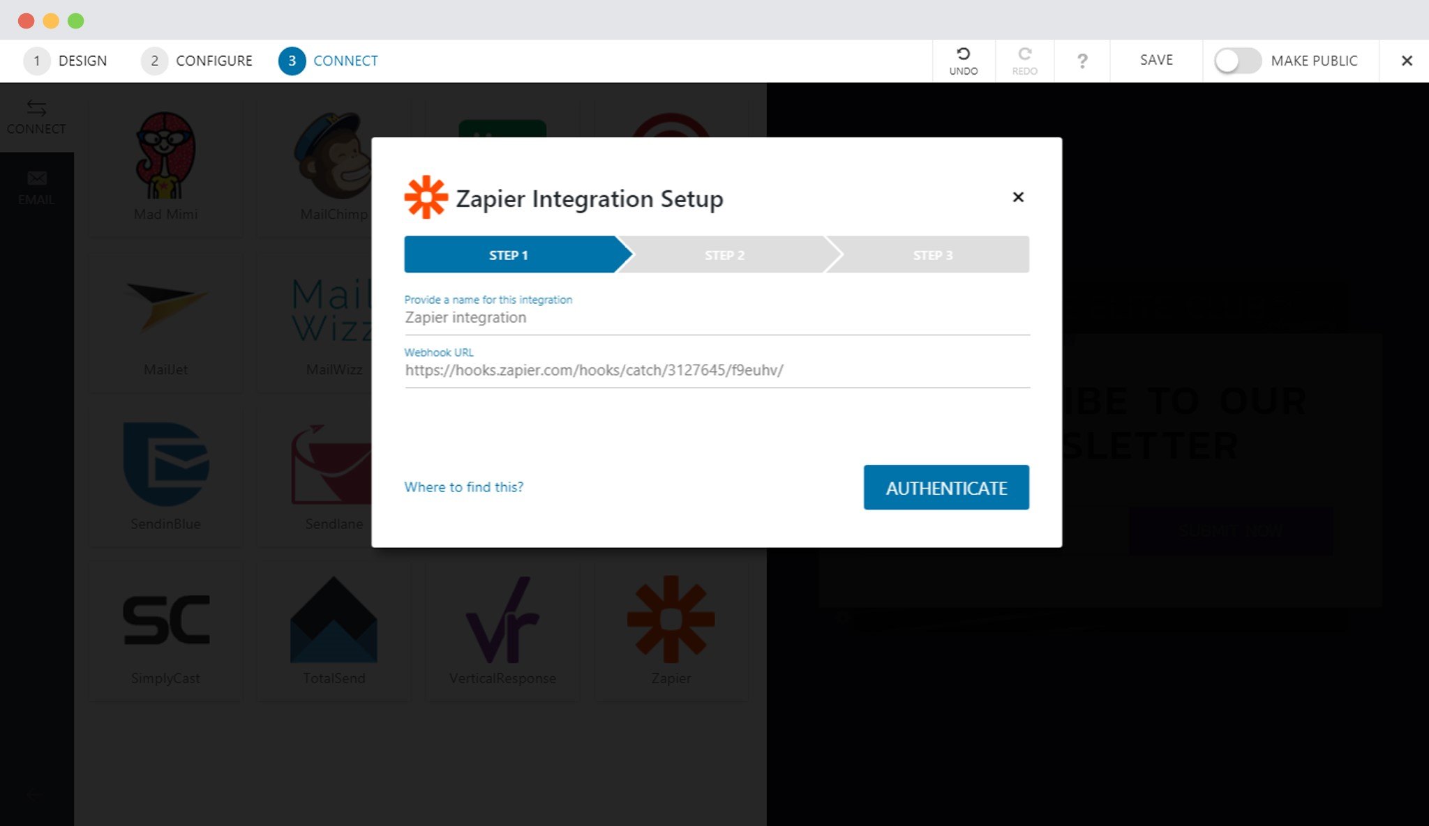How to Integrate Convert Pro with Zapier? Enter Name And Webhook URL