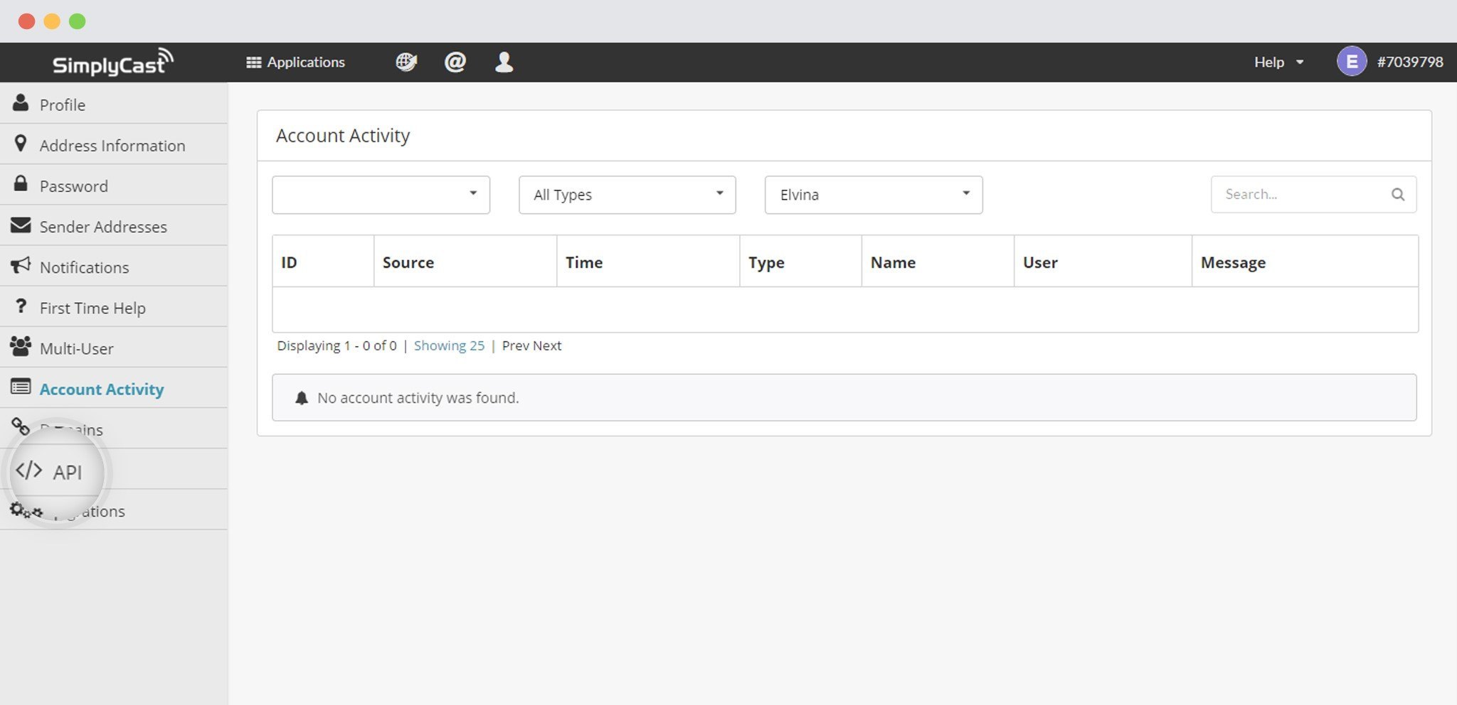 SimplyCast API Key API Section In Simplycast