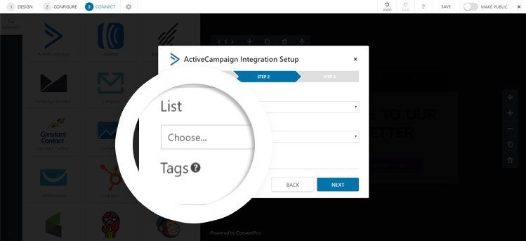 Select The List And Tags You Wish To Use